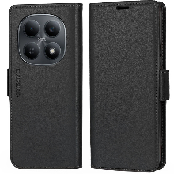 Etui do Xiaomi Redmi Note 15 5G / Poco M8 5G, ERBORD Glossy Litchi, portfel z klapką, czarne