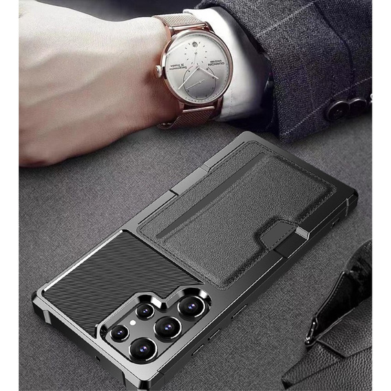 Etui do Samsung Galaxy S24 Ultra, Card Holder Kickstand, czarne