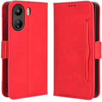 Etui z klapką do Xiaomi Redmi 13C / Poco C65, Card Slot, czerwone