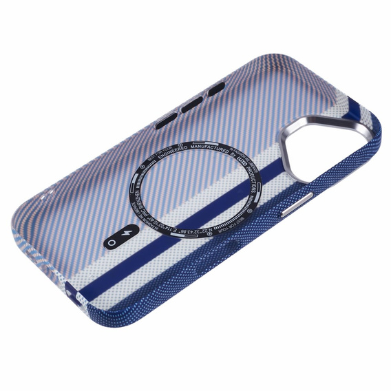 Etui do iPhone 16, Carbon Fiber MagSafe, niebieskie