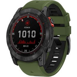 Pasek Silikonowy do Garmin Fenix 5X/6X/7X, Zielony / Czarny