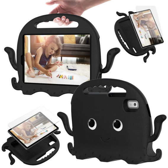 Etui dla dzieci do Lenovo Tab M9, z rączką, ośmiornica, czarne