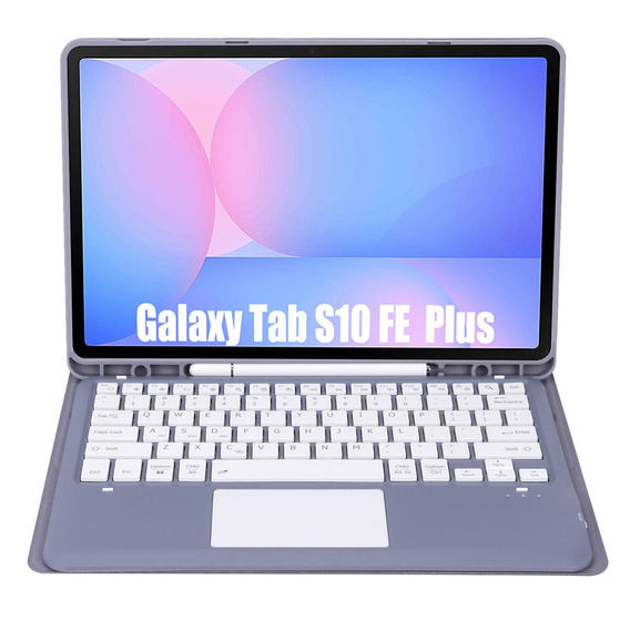Etui z klawiaturą Bluetooth i touchpadem do Samsung Galaxy Tab S10 FE+ Plus X620/X626B – fioletowe