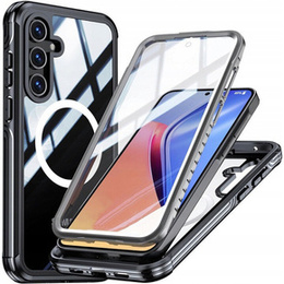 Etui do Samsung Galaxy A55 5G, Shockproof, ze szkłem, do MagSafe, czarne