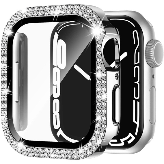 2w1 Etui + Szkło Hartowane do Apple Watch 4/5/6/SE 44mm, Srebrne