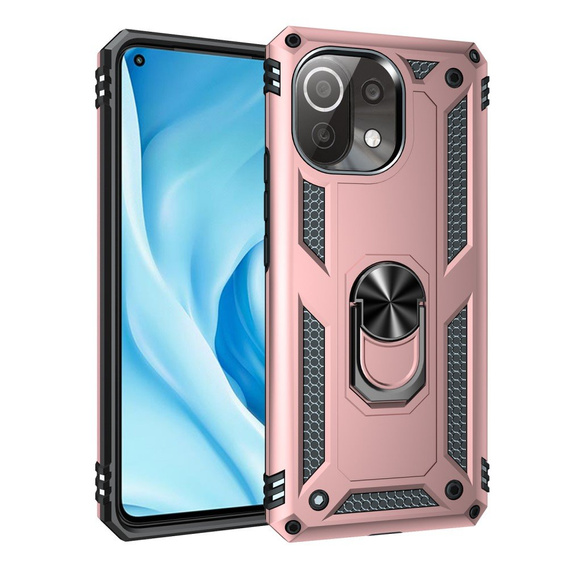 Etui pancerne do Xiaomi Mi 11 Lite / Mi 11 Lite 5G / 11 Lite 5G NE, Nox Case Ring, różowe rose gold