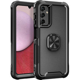 Zestaw Etui do Samsung Galaxy A14 4G/5G, pancerne z ringiem, czarne + szkło