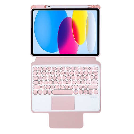 Etui z klawiaturą do iPad 11" 2025 A16 (11 gen.) / iPad 10.9" 2022 (10 gen.), Rotary 360° Leather Touchpad, różowe rose gold