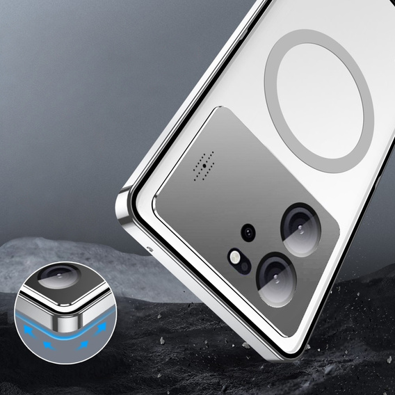 Etui z ochroną aparatu do Xiaomi 13T / 13T Pro, CamShield MagSafe, przezroczyste / srebrne