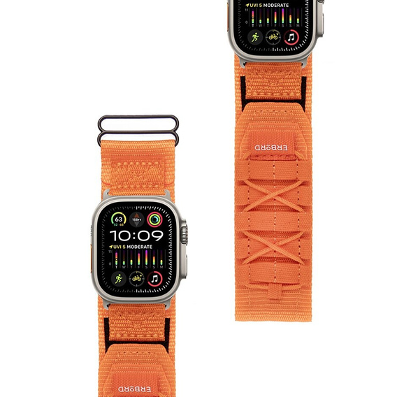Pasek Nylonowy ERBORD Runner do Apple Watch 1/2/3/4/5/6/7/8/9/10/11/SE Ultra 1/2/3 42/44/45/46/49mm, Pomarańczowy