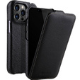 Etui MELKCO z klapką do iPhone 12 / 12 Pro, skórzane, flip, czarne