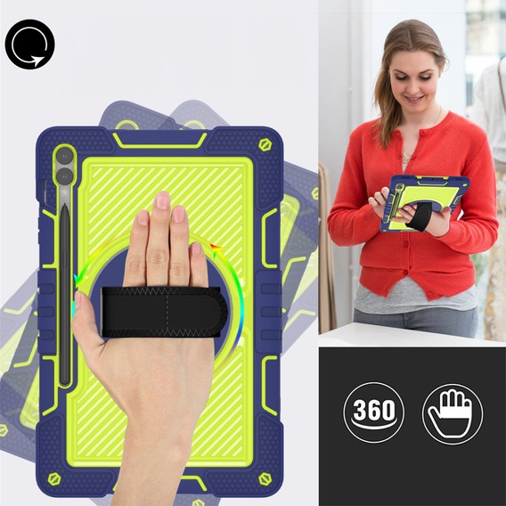 Etui do Samsung Galaxy Tab S9+, Pancerne Ochronne, Niebieskie / Żółte