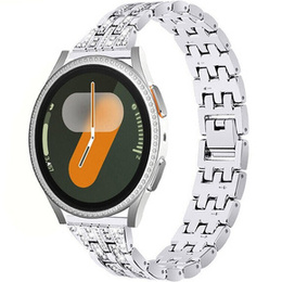 Bransoleta + Etui z wbudowanym szkłem do Samsung Galaxy Watch 7 40mm, Srebrna