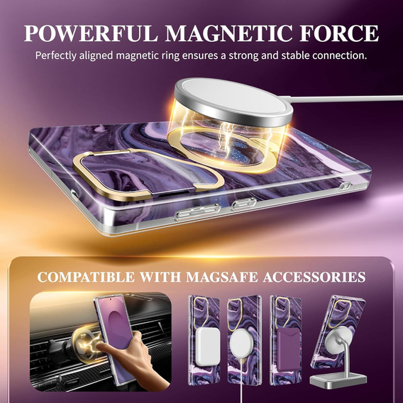 Etui GVIEWIN do Samsung Galaxy S25 Ultra, MagSafe Stand, Quicksand/Purple
