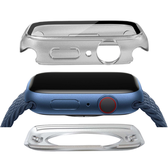 2w1 Etui + Szkło Hartowane do Apple Watch 7/8/9 41MM, Przezroczyste