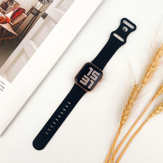 Pasek Silikonowy do Apple Watch 1/2/3/4/5/6/7/8/9/10/11/SE Ultra 1/2/3 42/44/45/46/49mm, Leopard, Czarny