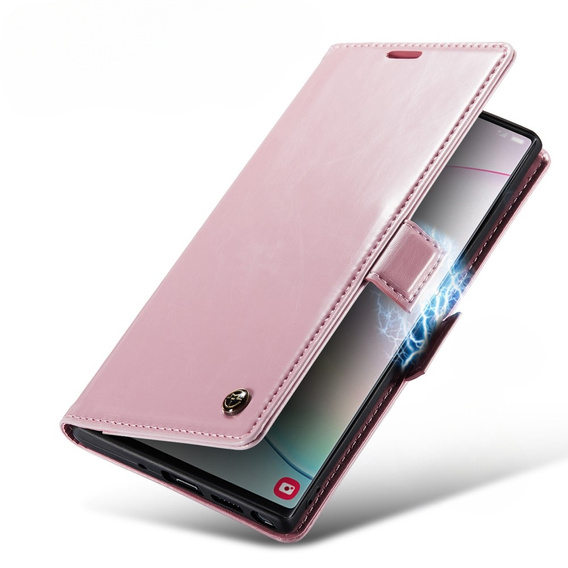 Etui z klapką CASEME do Samsung Galaxy Note 10 Plus, Waxy Textured, różowe