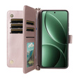 Etui z klapką do Xiaomi Poco F7 Ultra, Crossbody Leather Wallet, różowe
