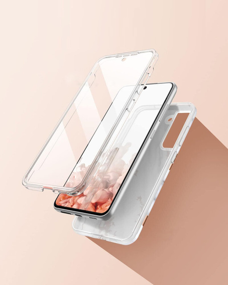 Etui do Samsung Galaxy S21 FE, Suritch Full Body Marble, białe