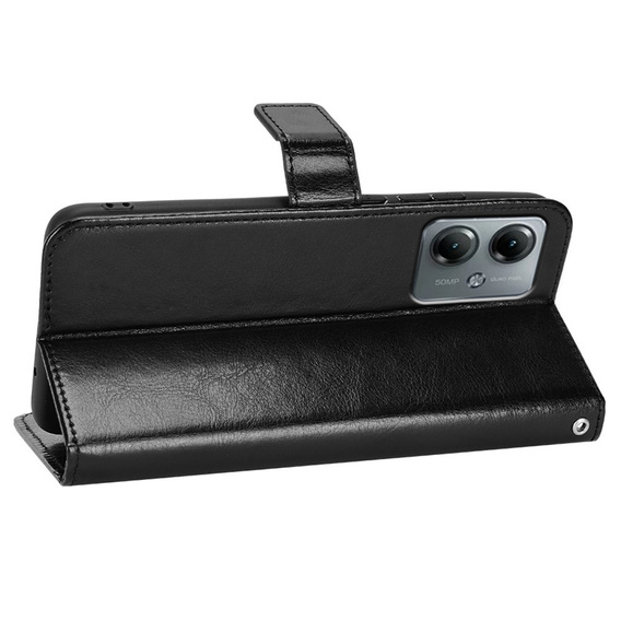 Etui z klapką do Motorola Moto G14, Crazy Horse Wallet, czarne