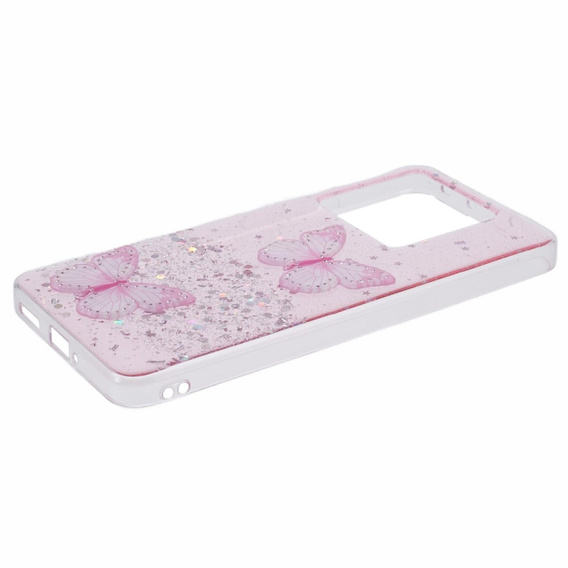 Etui do Xiaomi 13T / 13T Pro, Glitter Butterfly, różowe