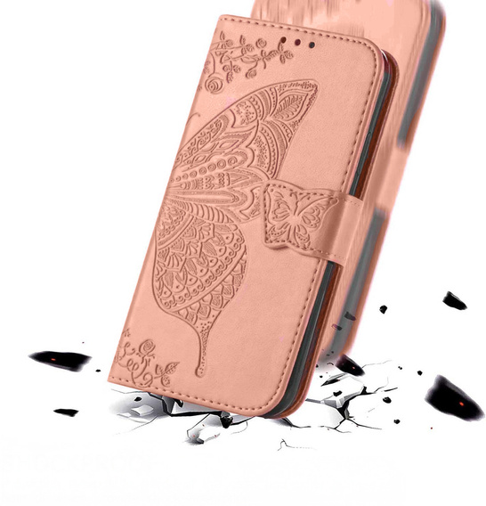 Etui z klapką do Xiaomi Poco F7 Ultra, Butterfly, różowe rose gold