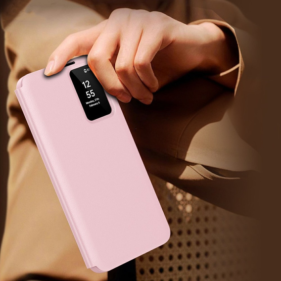 Etui do Samsung Galaxy A56 5G – Smart View z kieszenią na kartę, różowe