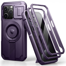 Etui Dexnor do iPhone 15 Pro – magnetyczne, z przesuwaną osłoną aparatu - fioletowe