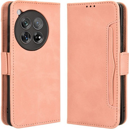 Etui z klapką do OnePlus 12 5G, Card Slot, różowe