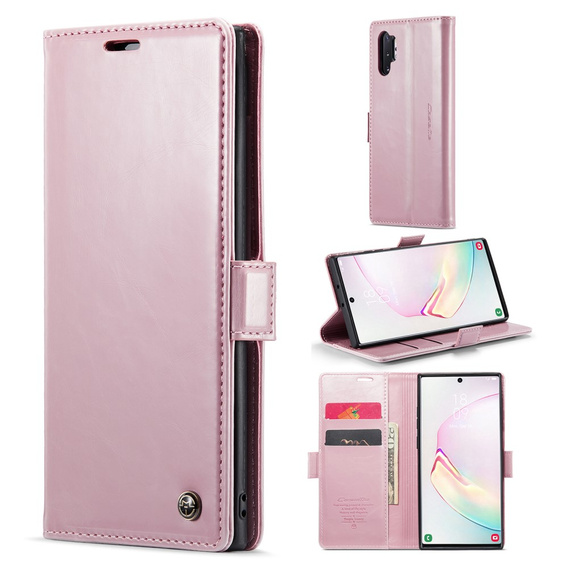 Etui z klapką CASEME do Samsung Galaxy Note 10 Plus, Waxy Textured, różowe