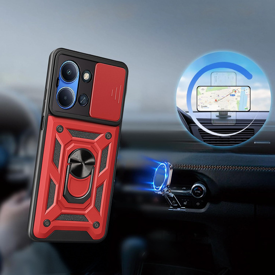 Etui pancerne do Xiaomi Redmi 15C 4G/LTE, CamShield Slide, czerwone