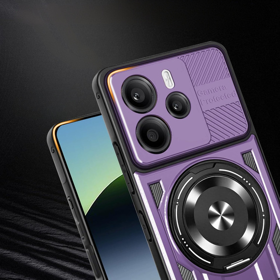 Etui Magnetyczne z Podstawką do Xiaomi Redmi Note 14 4G – Fioletowe