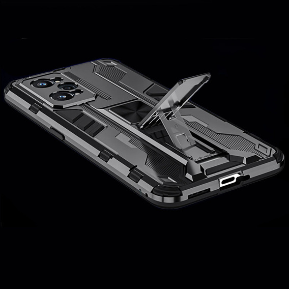 Etui do Realme GT 2 5G / GT Neo 2 / GT Neo 3T, Military kickstand z blaszką do uchwytu, czarne