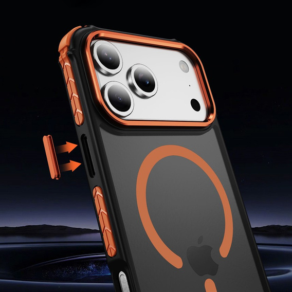 Etui pancerne do iPhone 17 Pro Max, Matt Case, do MagSafe, matowe z pomarańczową ramką