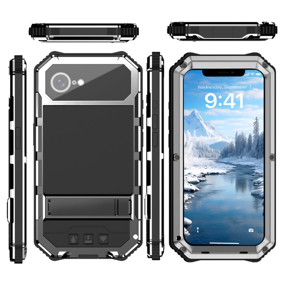 Etui pancerne do iPhone 16E, R-JUST, srebrne