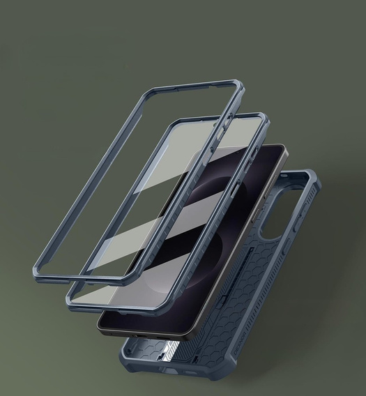 Dexnor wytrzymałe etui do Samsung Galaxy S25 Edge z osłoną kamery i podstawką - granatowe