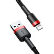 Baseus Cafule – kabel USB-A do Lightning 0,5 m 2,4A - czerwono-czarny