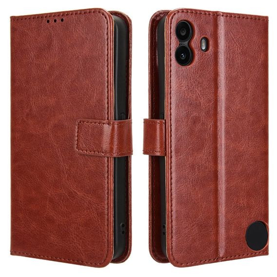 Etui z klapką do Nothing CMF Phone 1, Crazy Horse Wallet, brązowe