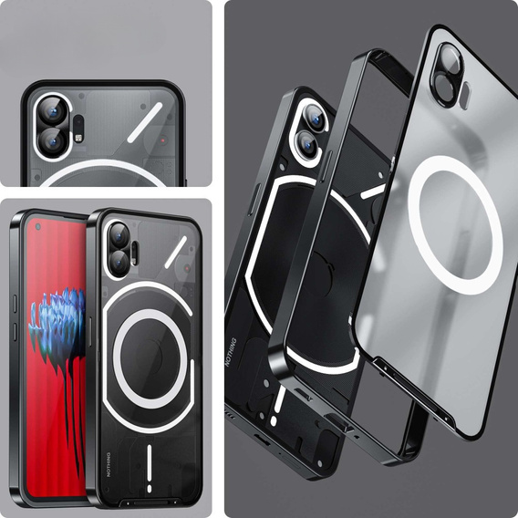 Etui z ochroną aparatu do Nothing phone 1 5G, CamShield MagSafe, przezroczyste / czarne