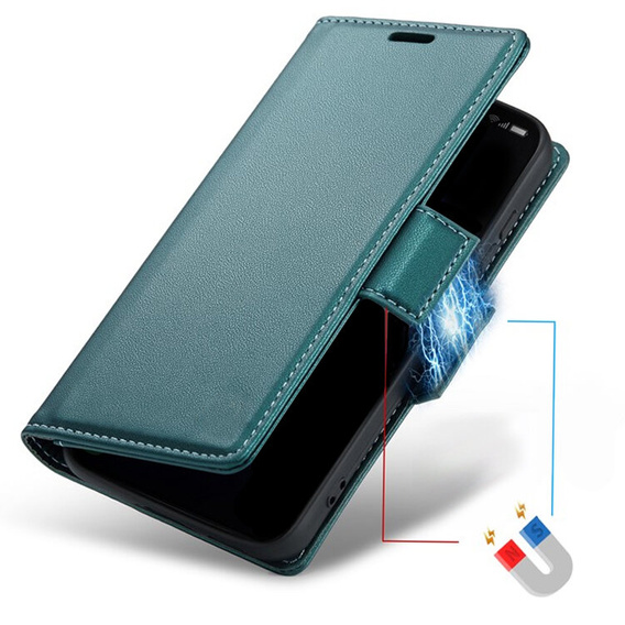 Etui do Oppo A60, ERBORD Glossy Litchi, portfel z klapką, zielone