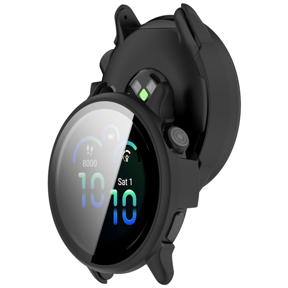 Etui z hartowanym szkłem do Garmin Vivoactive 6 – pełna ochrona 2w1 - czarne