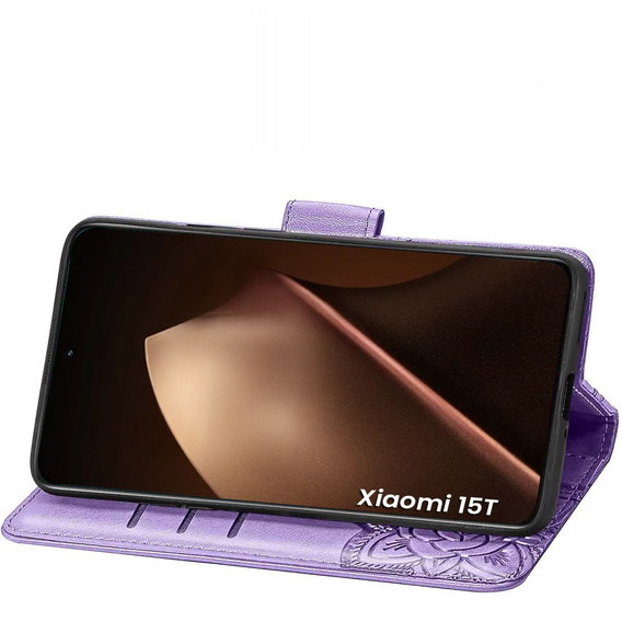 Etui z klapką do Xiaomi 15T, Butterfly, fioletowe