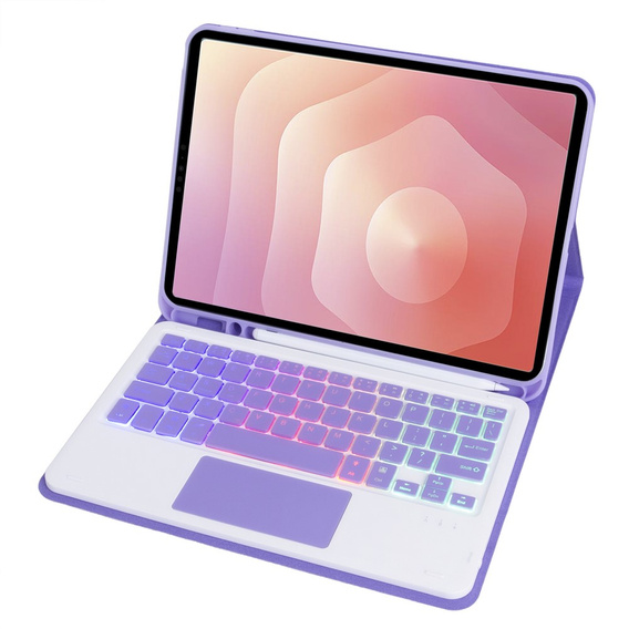 Etui z podświetlaną klawiaturą Bluetooth i touchpadem do Samsung Galaxy Tab S11 – fioletowe
