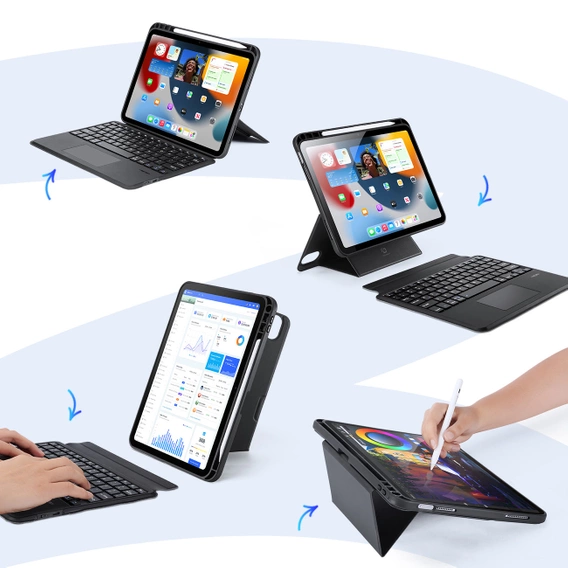 Etui z klawiaturą do iPad 10.9" 2022 (10 gen.), Dux Ducis DK series, czarne