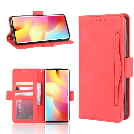 Etui z klapką do Xiaomi Mi Note 10 Lite, Card Slot, czerwone