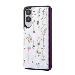 Etui do Samsung Galaxy S25 Edge – skórzane, z ochroną RFID, kieszonkami na karty, motyw suszonych kwiatów