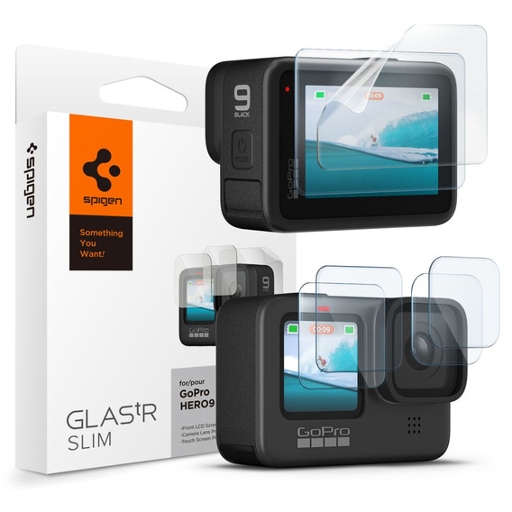 Spigen Glas.TR Slim Szkło Hartowane + Folia do GoPro Hero 9/10/11/12 na przód i tył 2-Pack