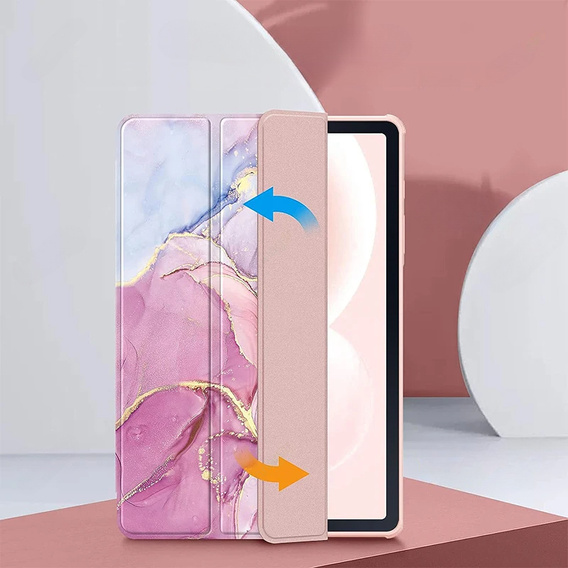 Stylowe etui do Samsung Galaxy Tab S6 Lite 10.4" 2020/2022/2024 – Smartcase Hybrid Marble różowe