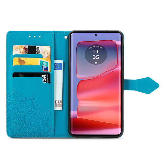 Etui z klapką do Motorola Edge 50 Pro, Mandala, niebieskie