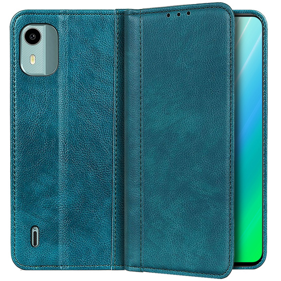 Etui do Nokia C12, Wallet Litchi Leather, zielone